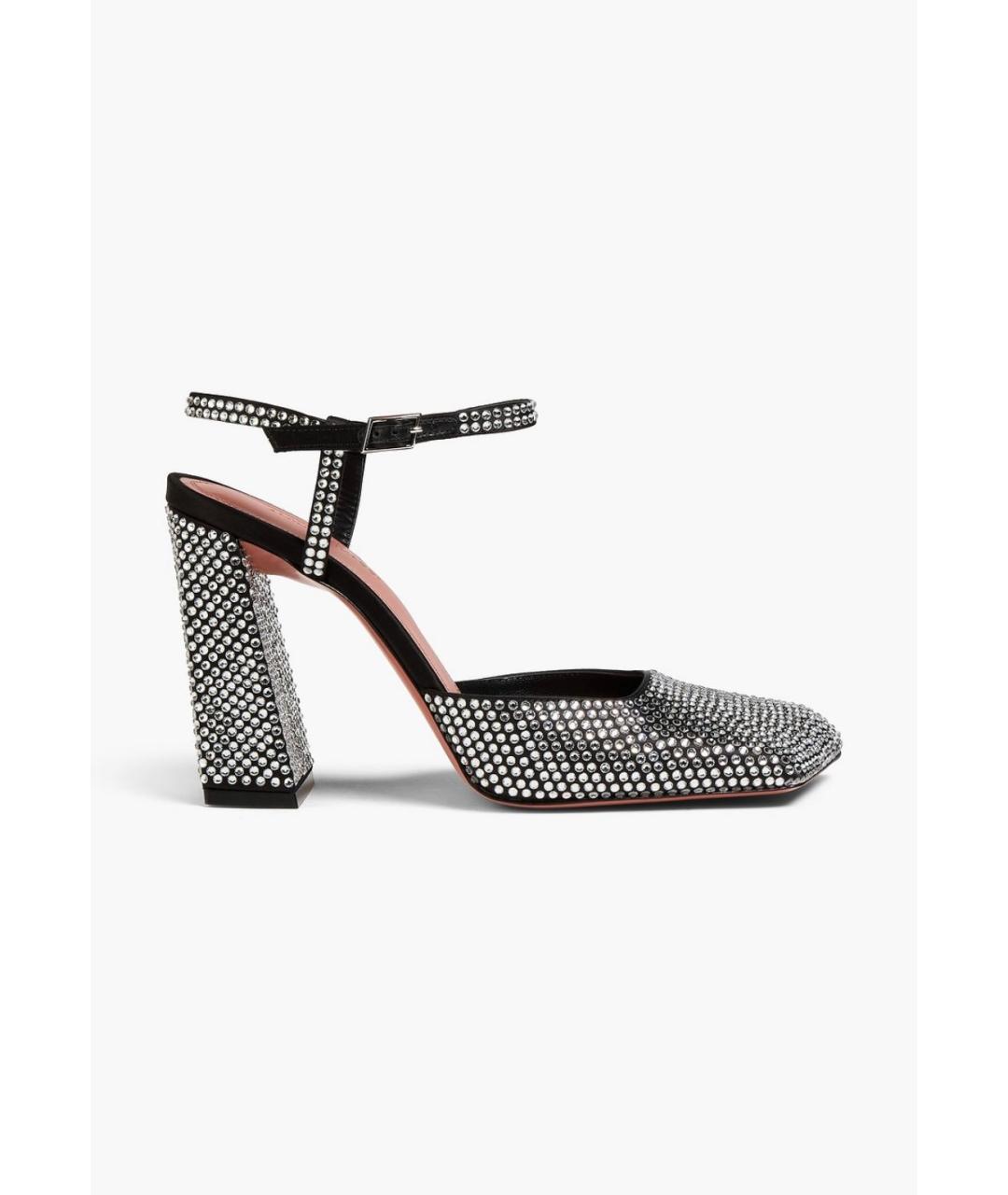 Amina Muaddi Черные текстильные туфли, фото 5