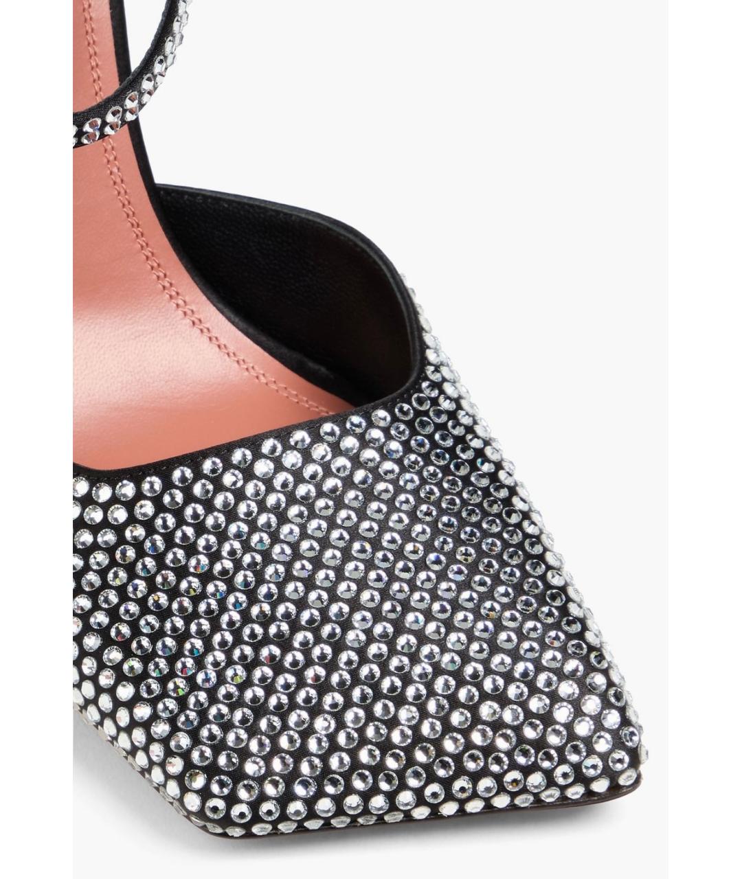 Amina Muaddi Черные текстильные туфли, фото 4