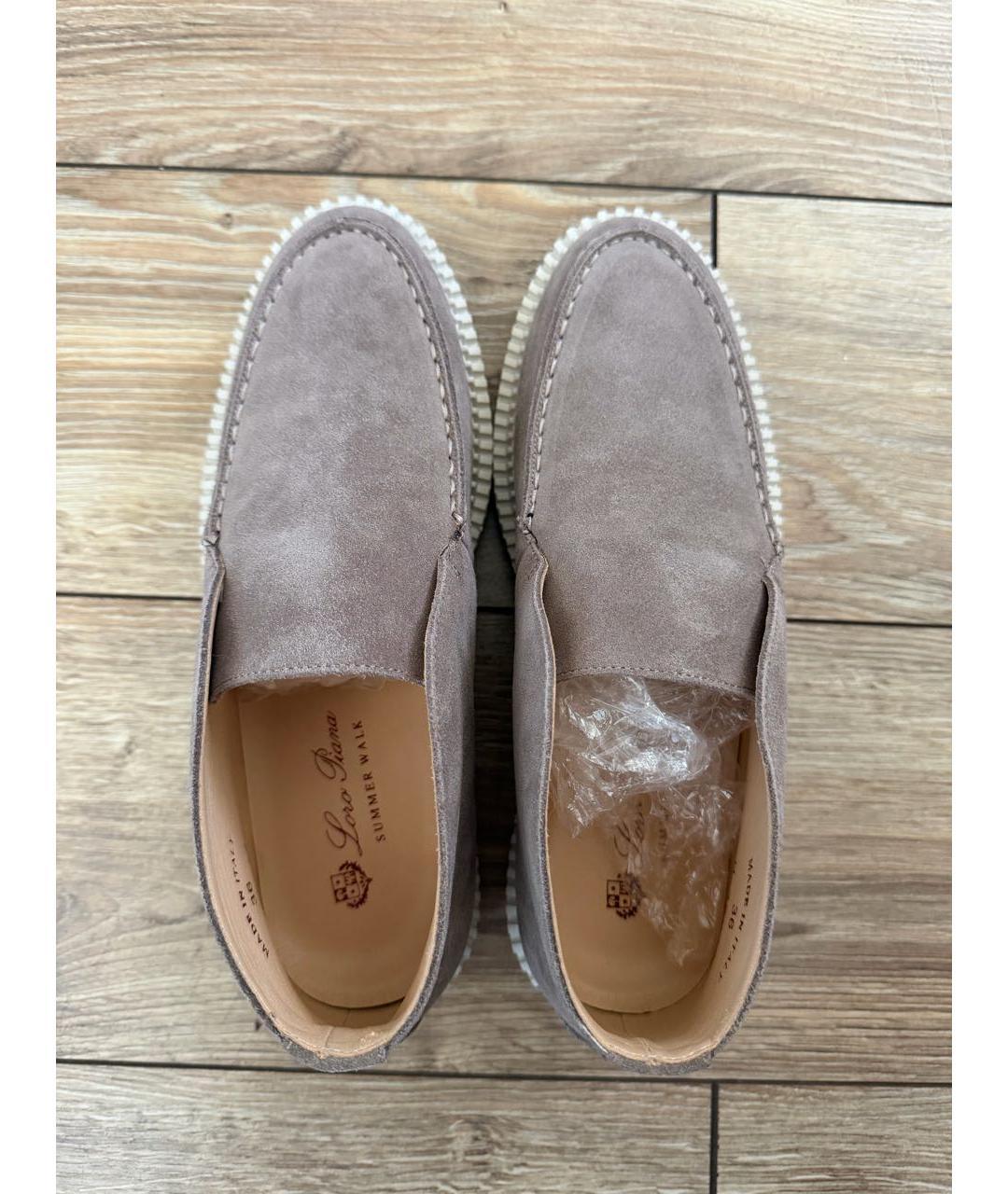 LORO PIANA Хаки замшевые лоферы, фото 3