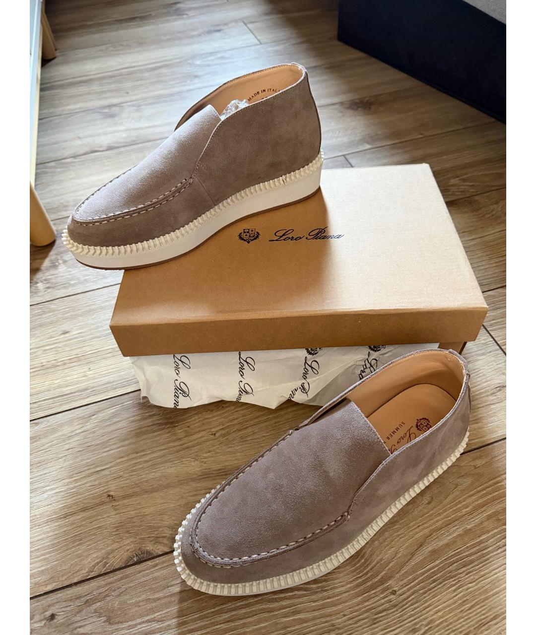 LORO PIANA Хаки замшевые лоферы, фото 5