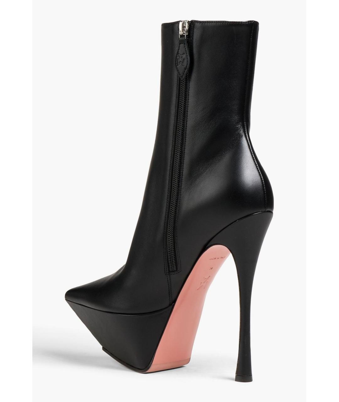 Amina Muaddi Черные кожаные ботильоны, фото 3