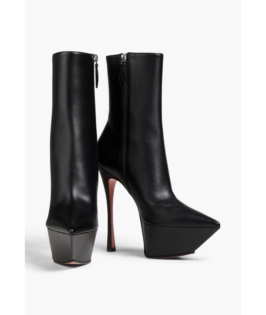 Amina Muaddi Черные кожаные ботильоны, фото 2