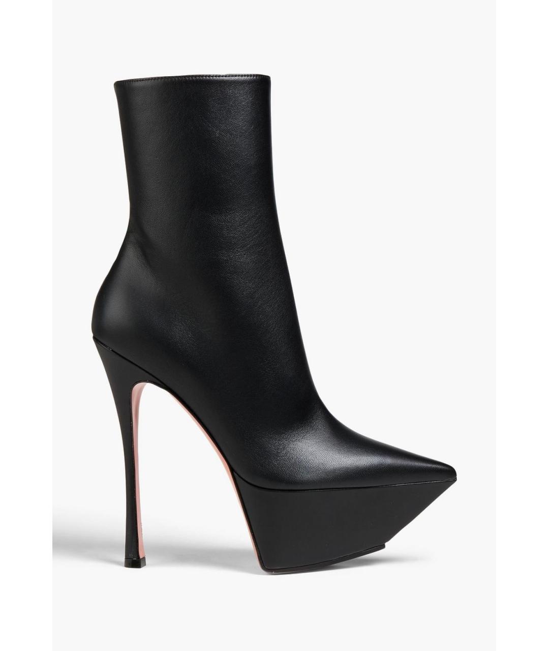 Amina Muaddi Черные кожаные ботильоны, фото 5