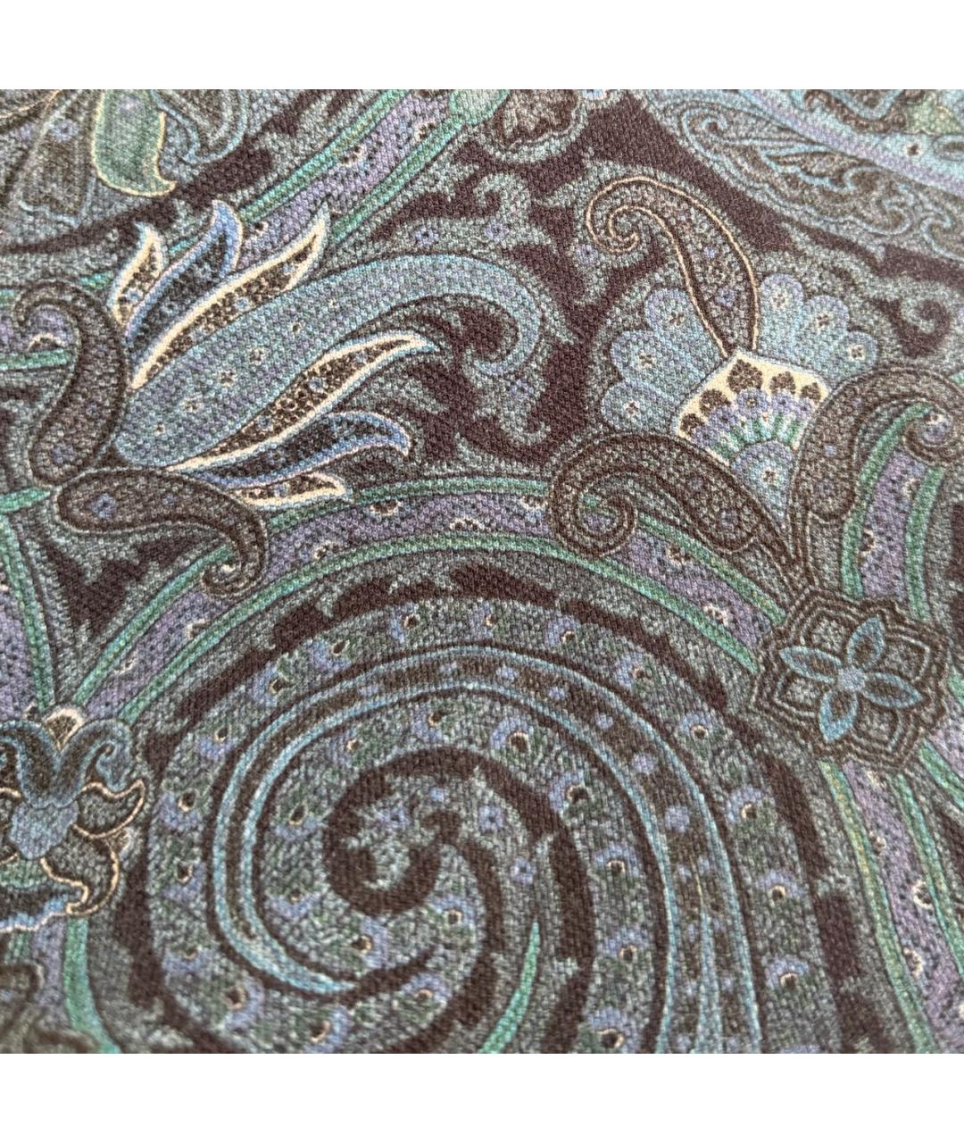 ETRO Темно-синее хлопковое поло с коротким рукавом, фото 4