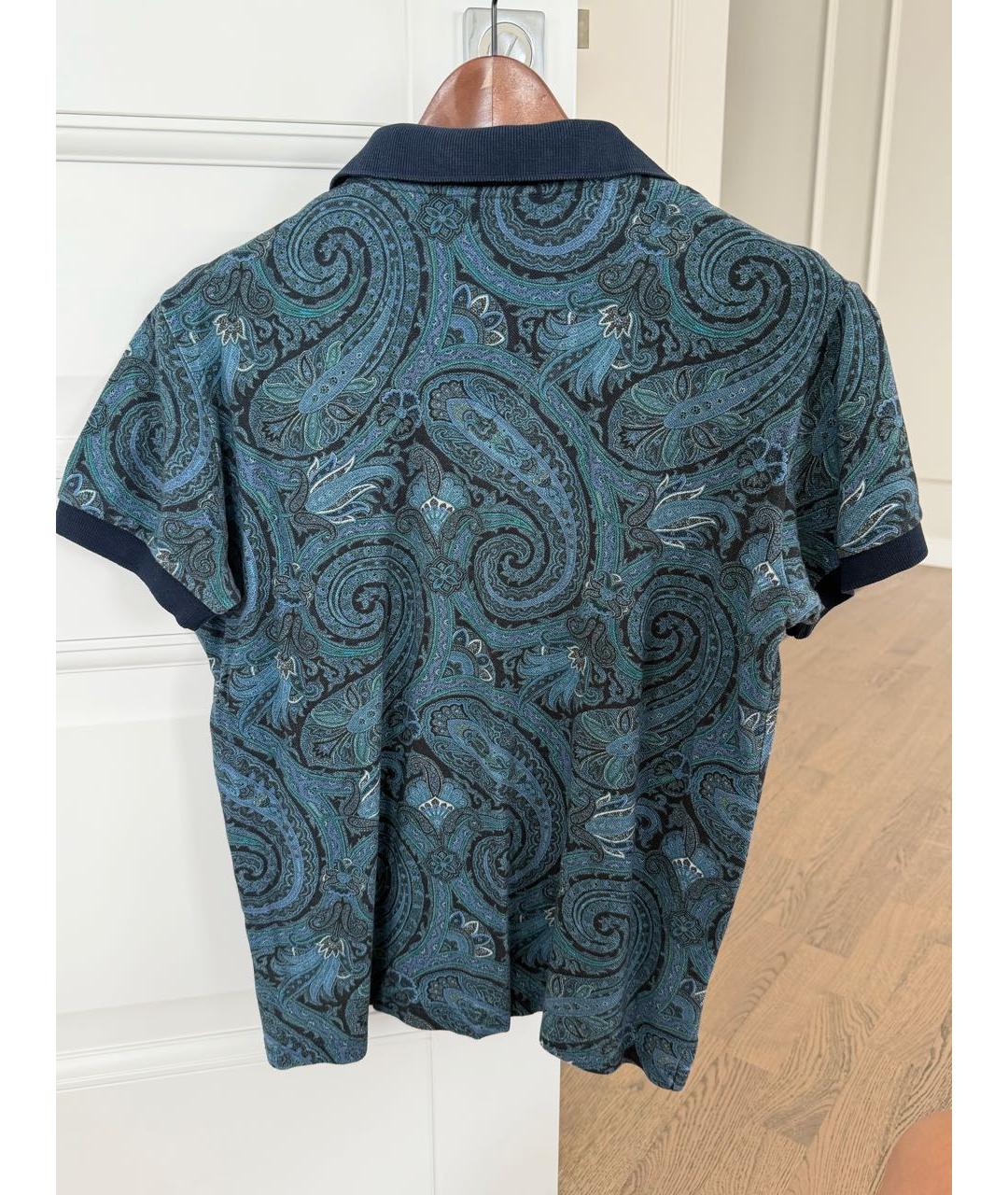 ETRO Темно-синее хлопковое поло с коротким рукавом, фото 2