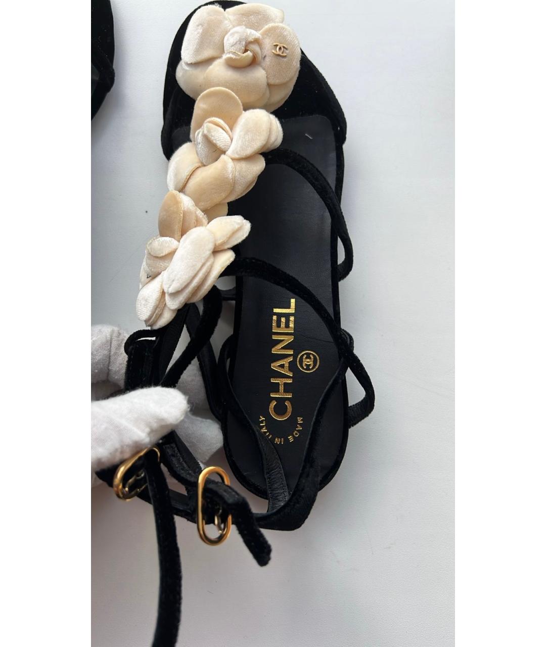 CHANEL Черные замшевые сандалии, фото 4