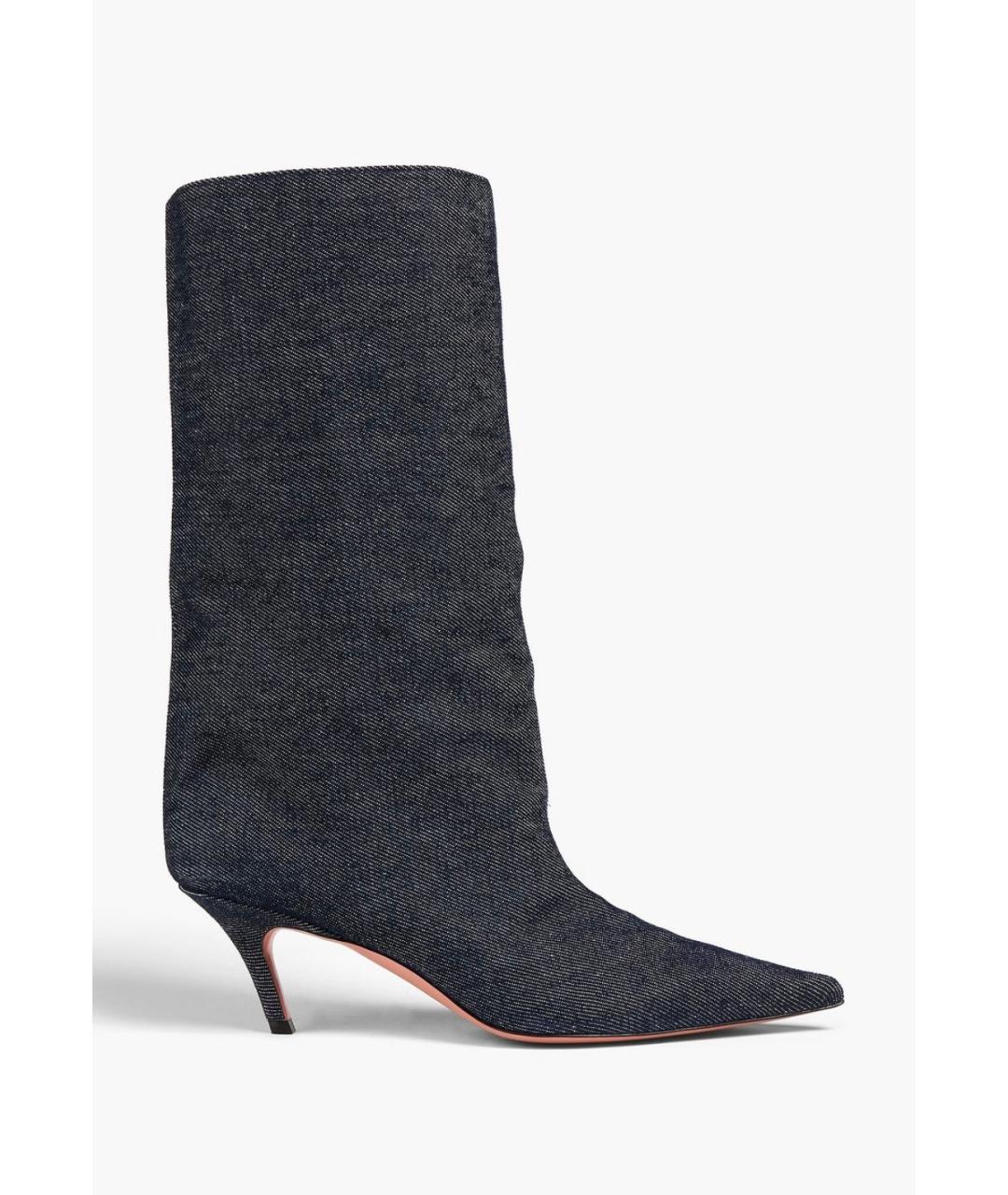 Amina Muaddi Темно-синие текстильные полусапоги, фото 5