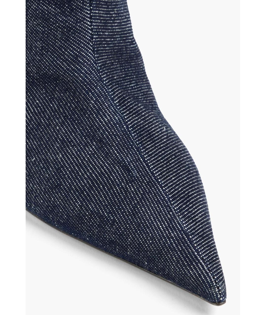 Amina Muaddi Темно-синие текстильные полусапоги, фото 4