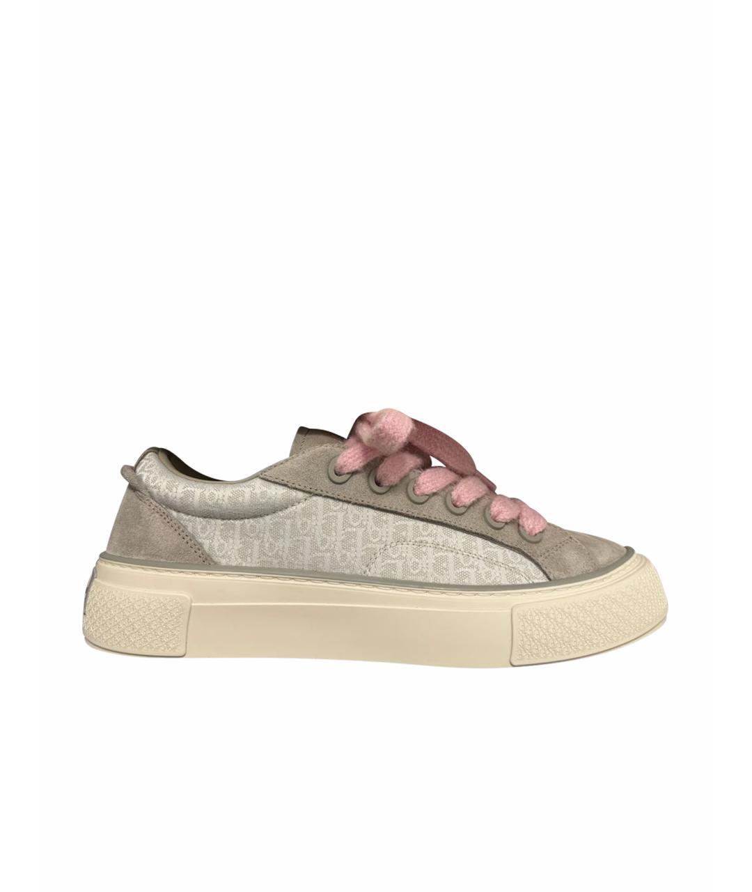 CHRISTIAN DIOR Бежевые замшевые низкие кроссовки / кеды, фото 1