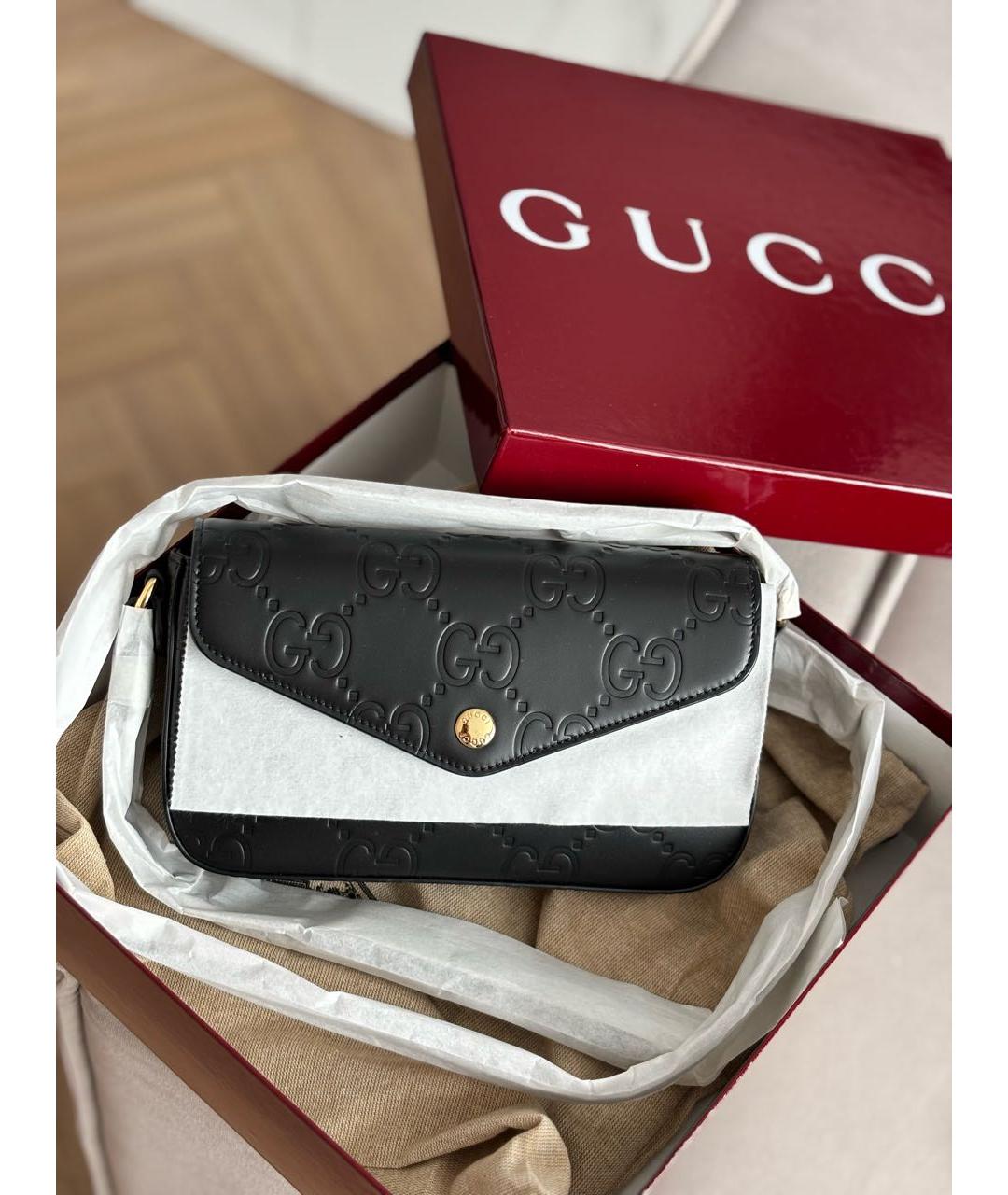 GUCCI Черная кожаная сумка на плечо, фото 3