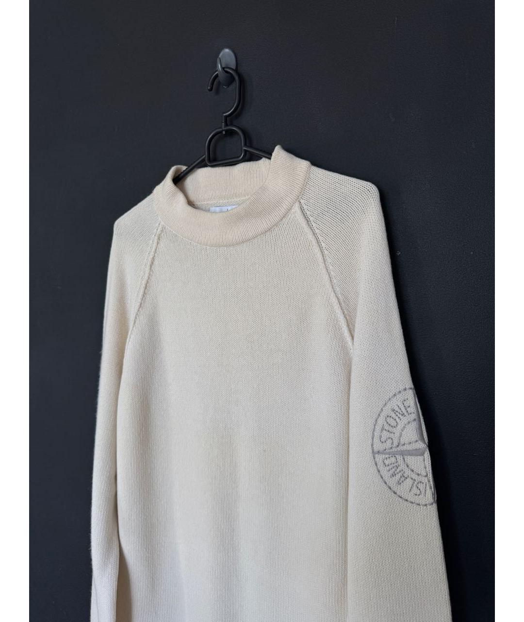 STONE ISLAND Бежевый шерстяной джемпер / свитер, фото 2