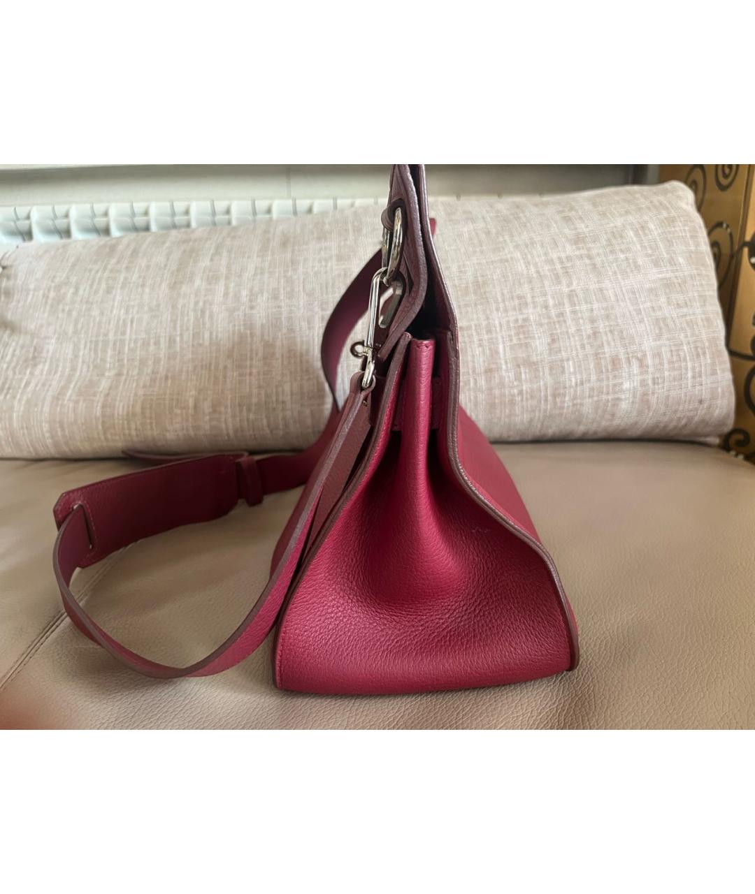 HERMES Бордовая кожаная сумка через плечо, фото 3