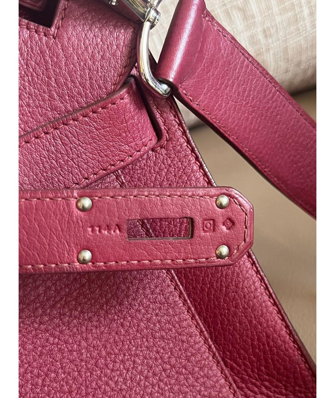 HERMES Бордовая кожаная сумка через плечо, фото 7