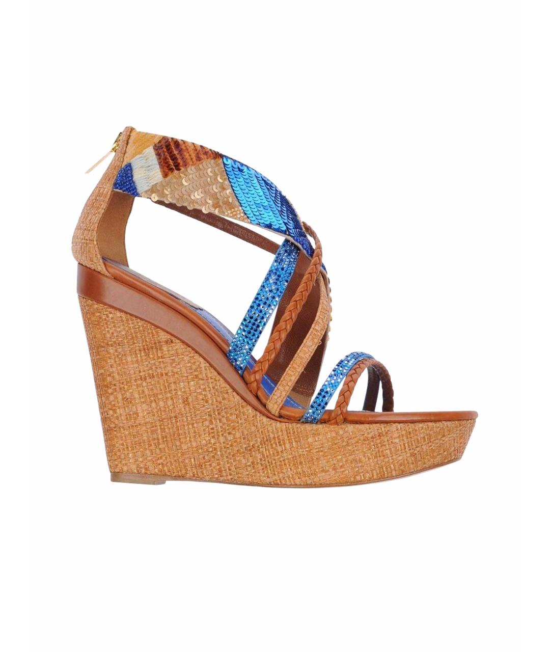 RENE CAOVILLA Коричневые кожаные босоножки, фото 1