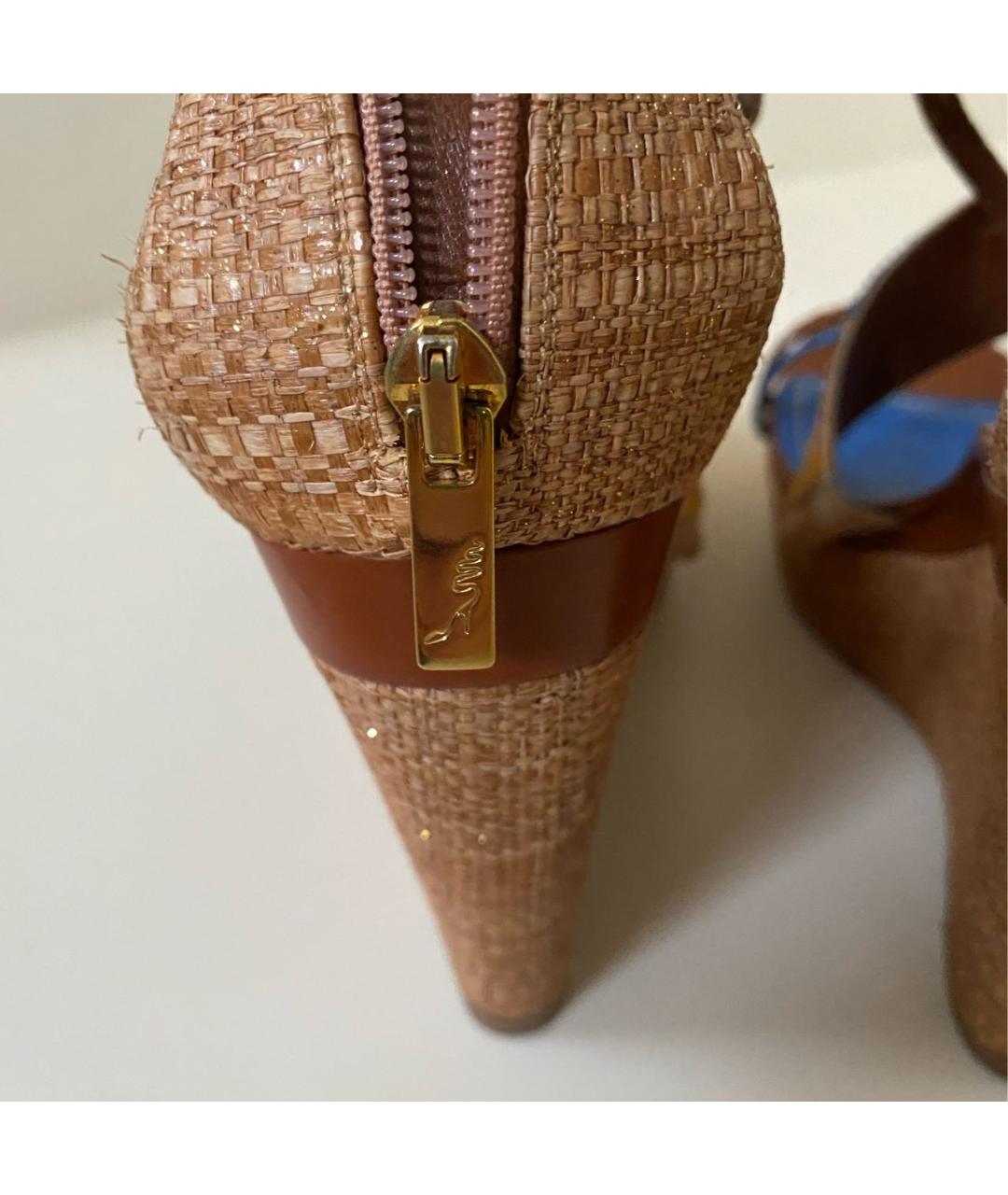 RENE CAOVILLA Коричневые кожаные босоножки, фото 7