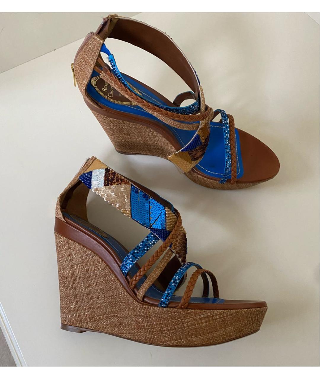 RENE CAOVILLA Коричневые кожаные босоножки, фото 6