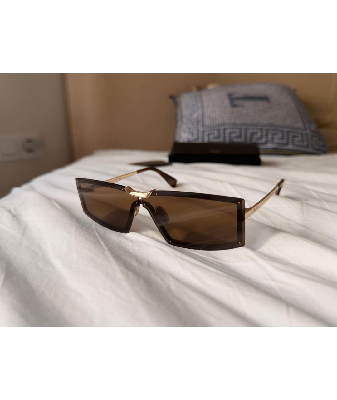 MAX MARA Коричневые металлические солнцезащитные очки, фото 2