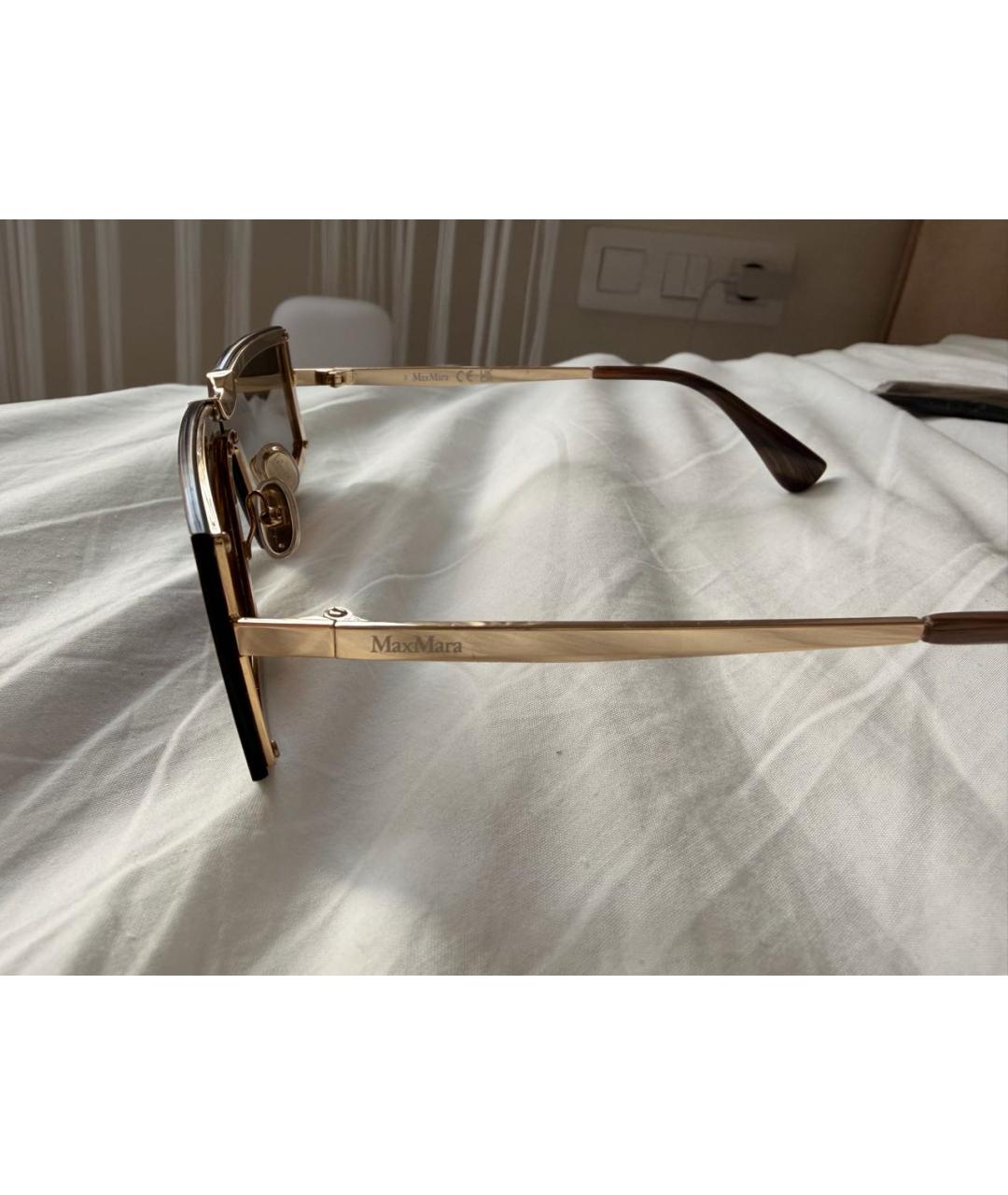 MAX MARA Коричневые металлические солнцезащитные очки, фото 3