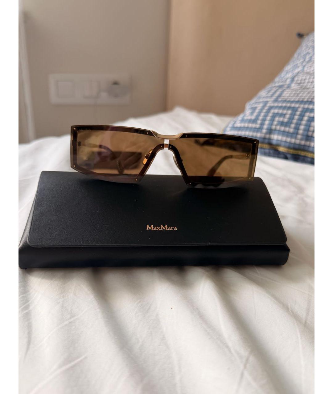 MAX MARA Коричневые металлические солнцезащитные очки, фото 4