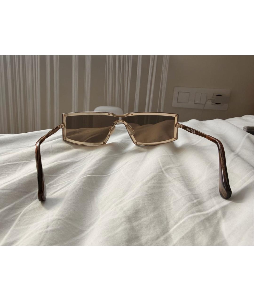 MAX MARA Коричневые металлические солнцезащитные очки, фото 6