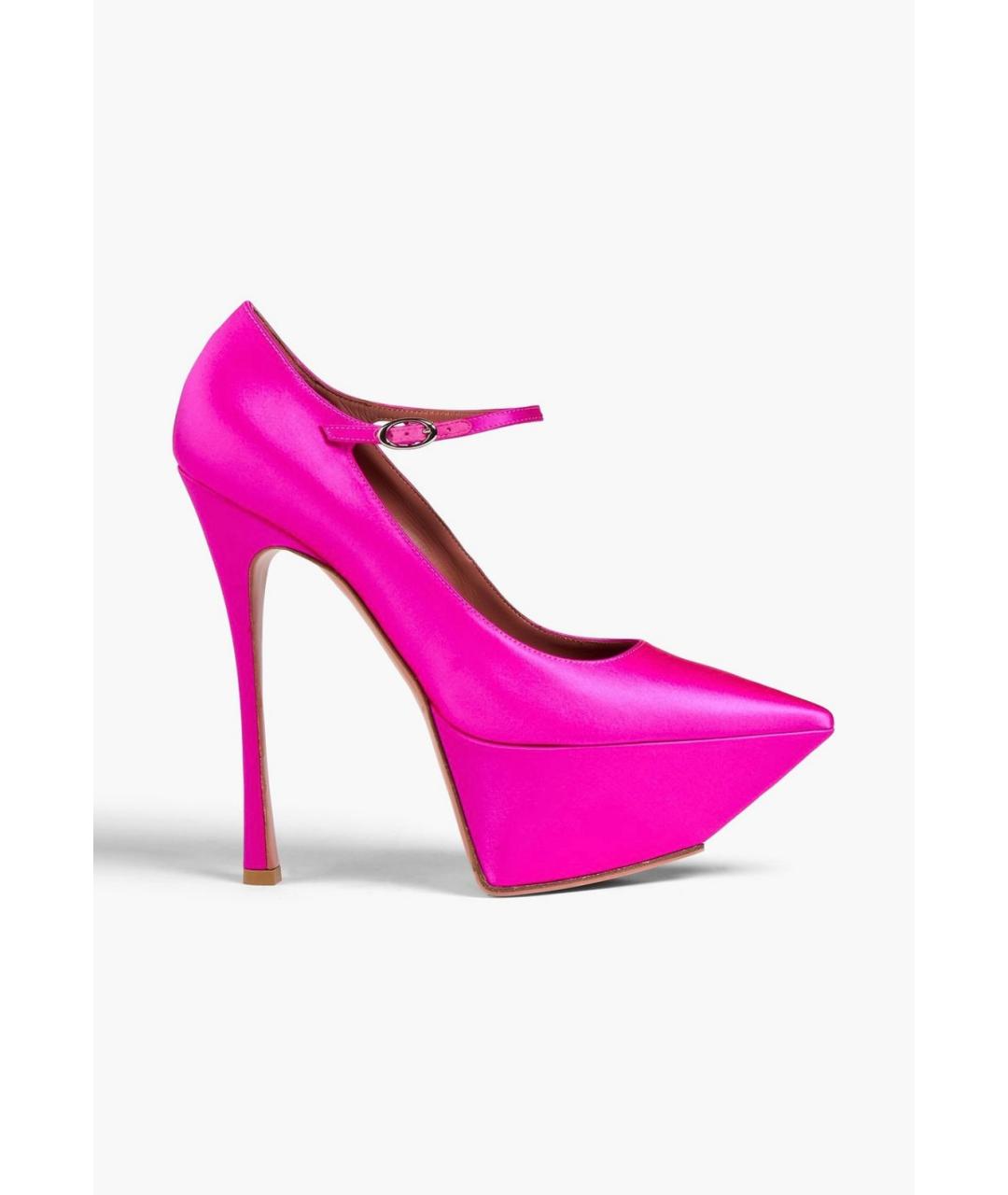 Amina Muaddi Фуксия текстильные туфли, фото 5
