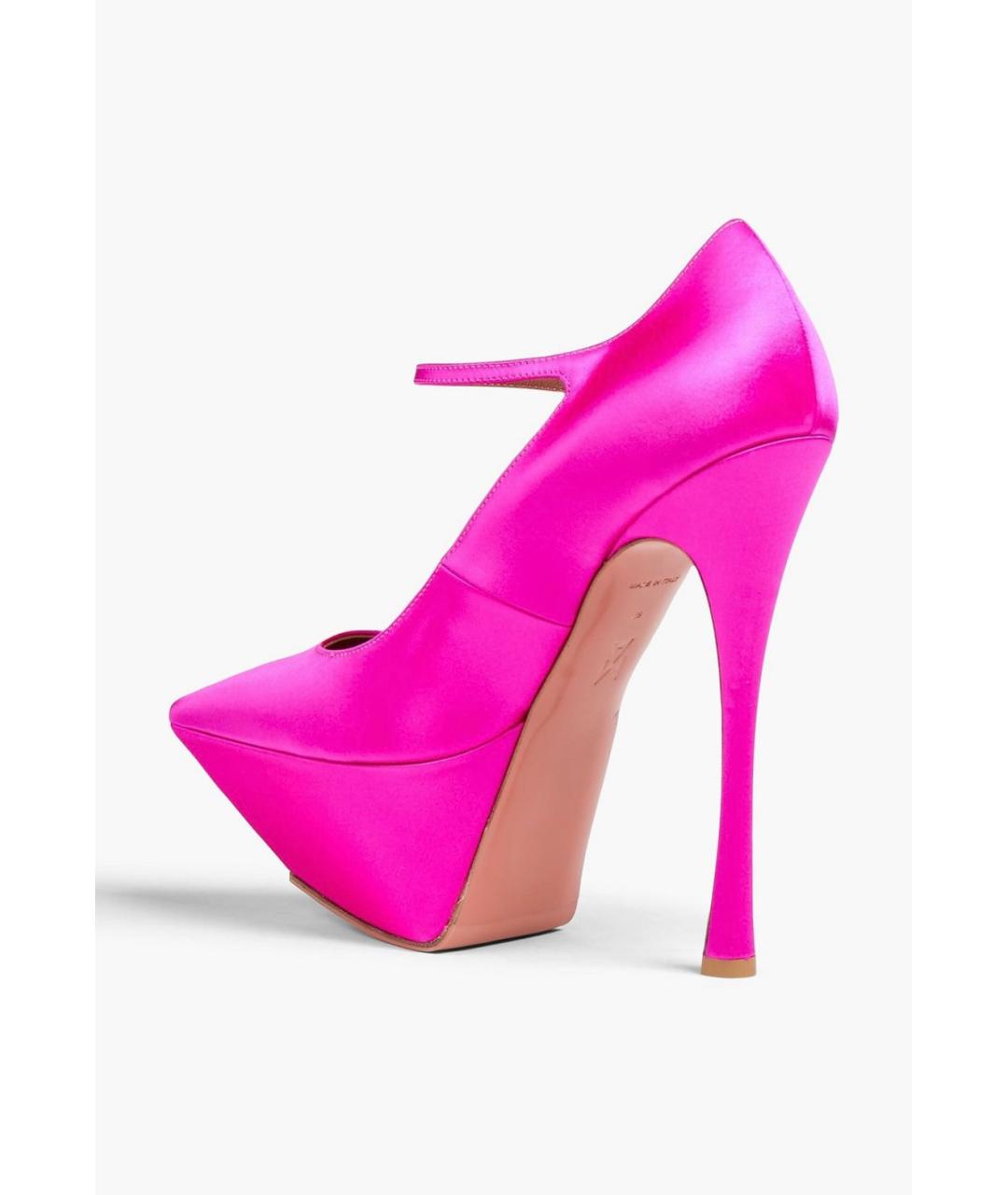 Amina Muaddi Фуксия текстильные туфли, фото 3
