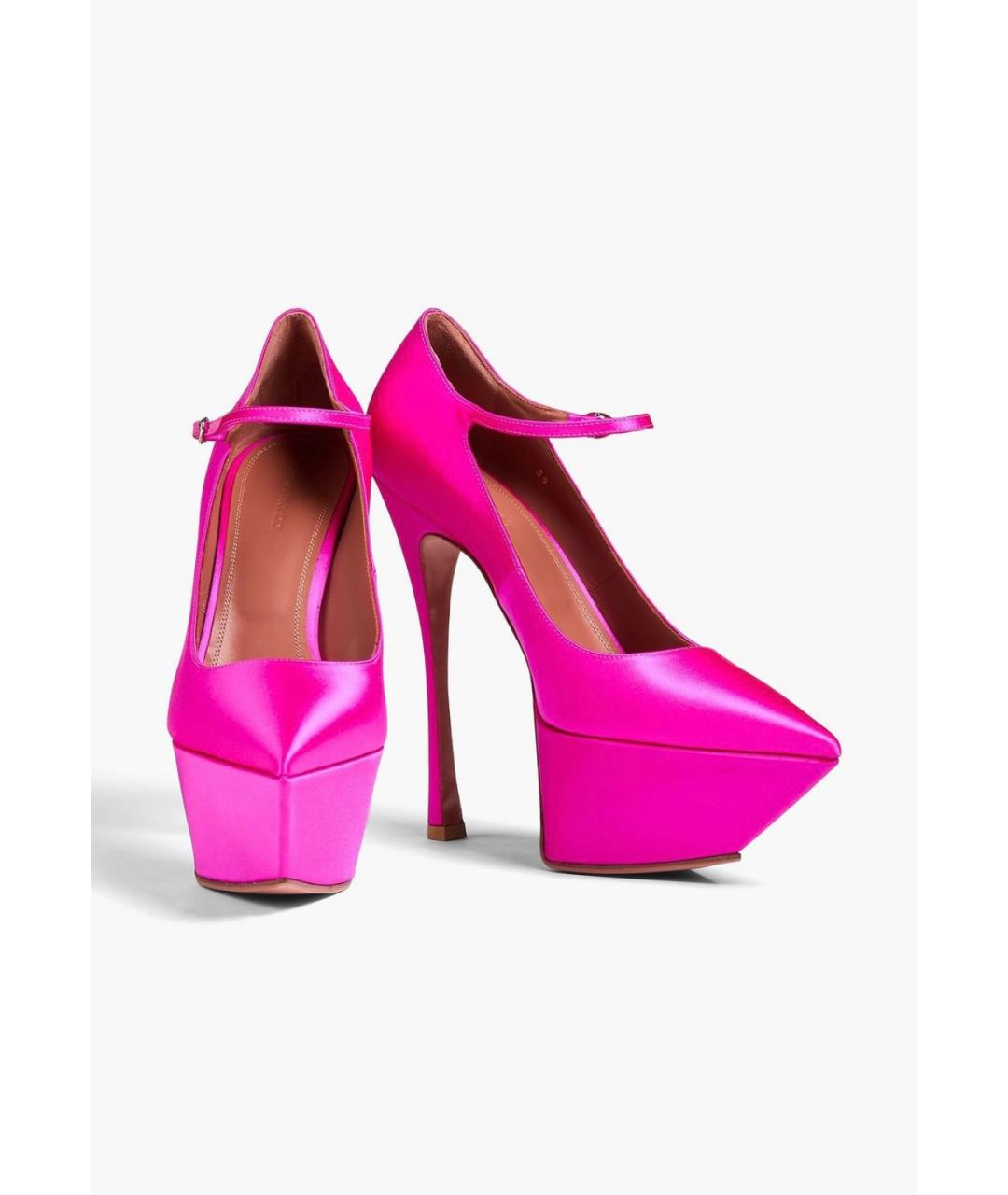 Amina Muaddi Фуксия текстильные туфли, фото 2