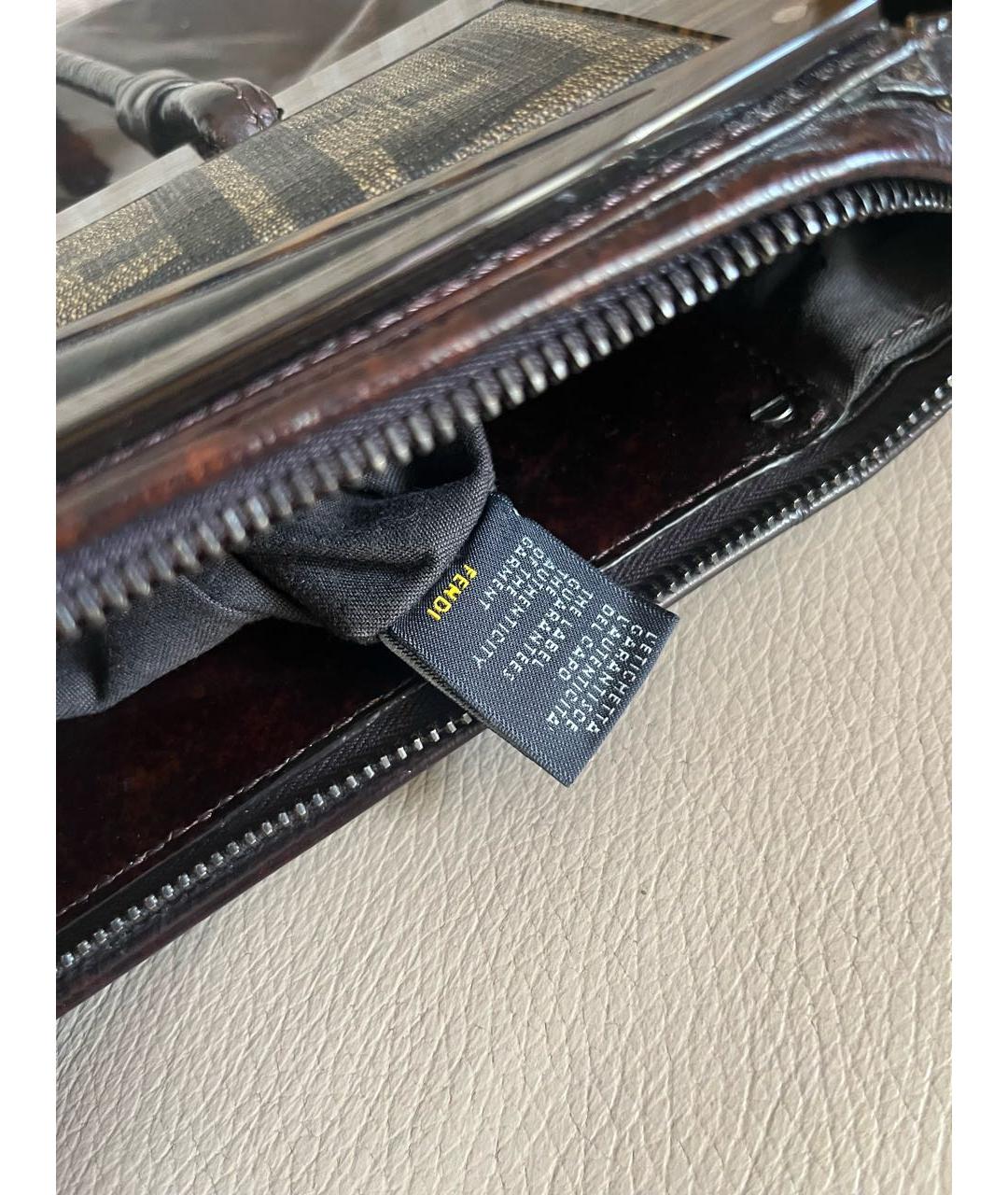 FENDI Коричневая сумка с короткими ручками из лакированной кожи, фото 8