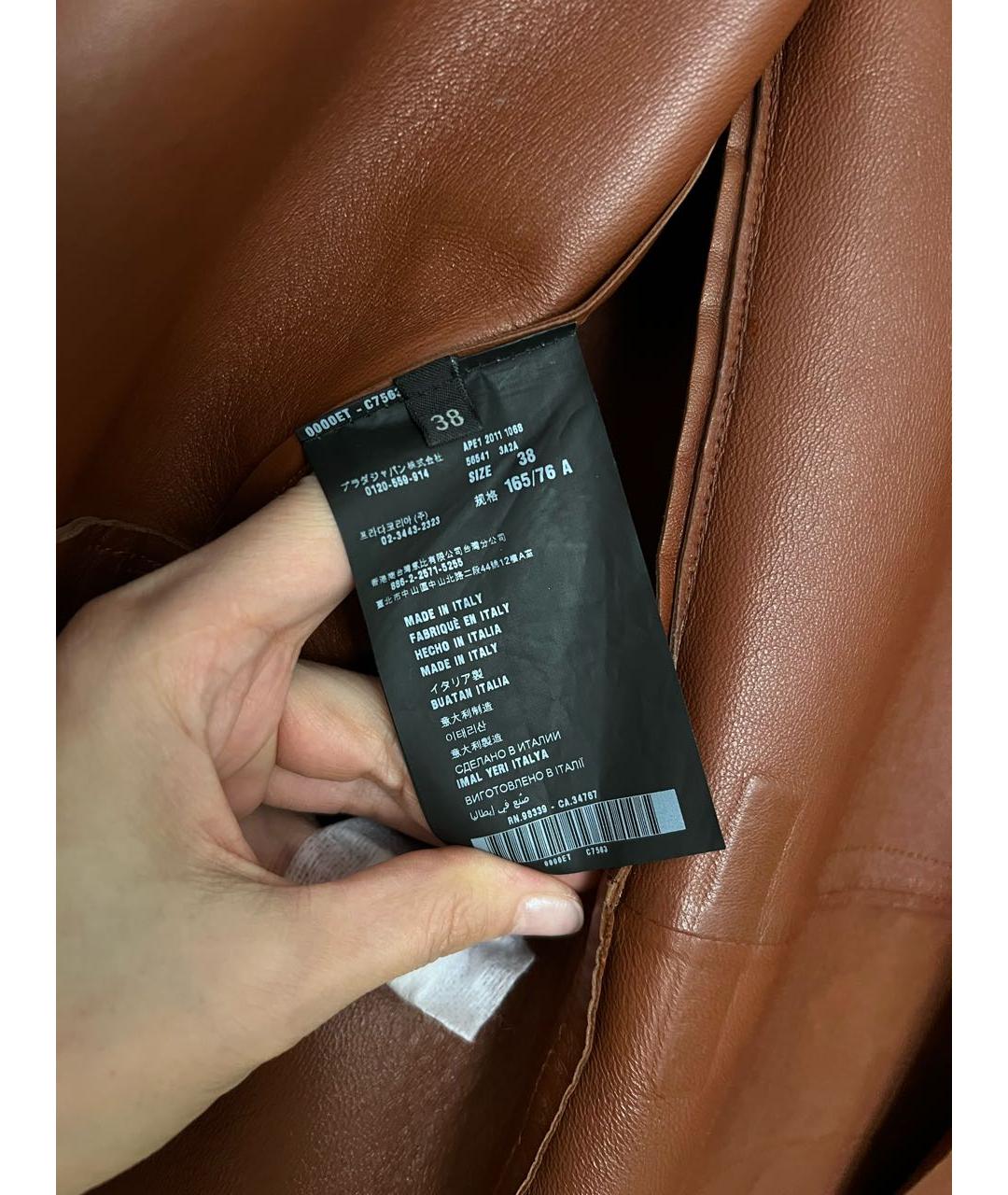 PRADA Коричневый кожаный тренч/плащ, фото 8