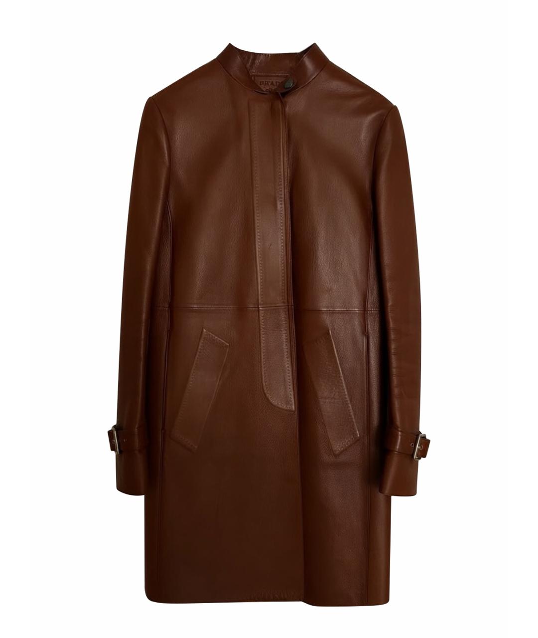 PRADA Коричневый кожаный тренч/плащ, фото 1