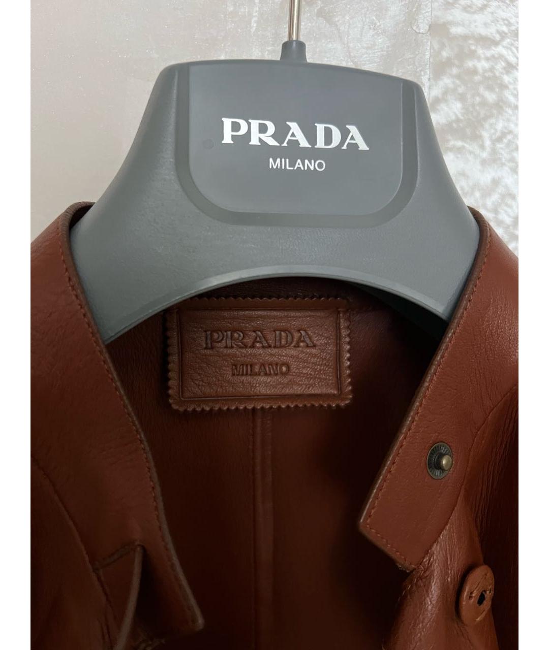 PRADA Коричневый кожаный тренч/плащ, фото 3