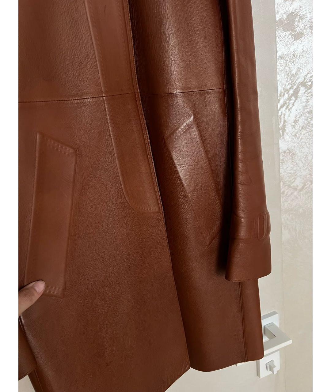 PRADA Коричневый кожаный тренч/плащ, фото 6