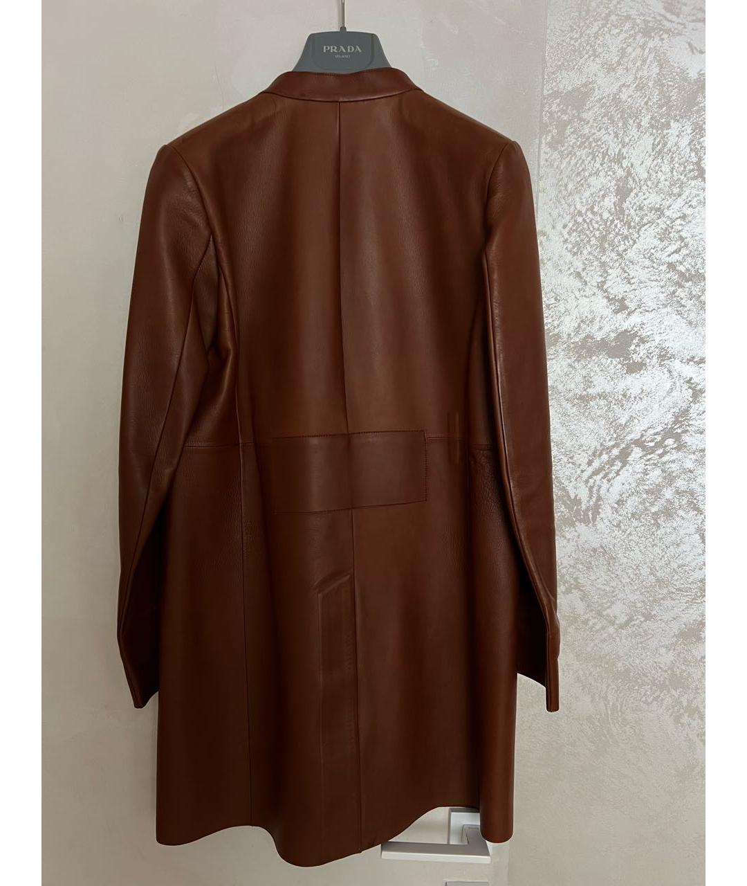 PRADA Коричневый кожаный тренч/плащ, фото 2