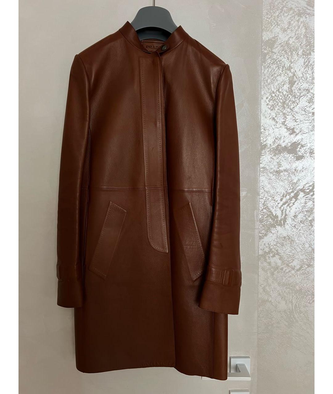 PRADA Коричневый кожаный тренч/плащ, фото 9