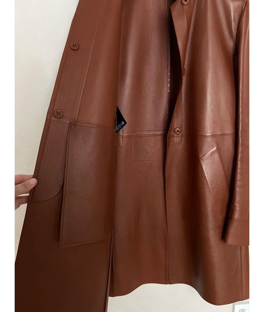 PRADA Коричневый кожаный тренч/плащ, фото 4