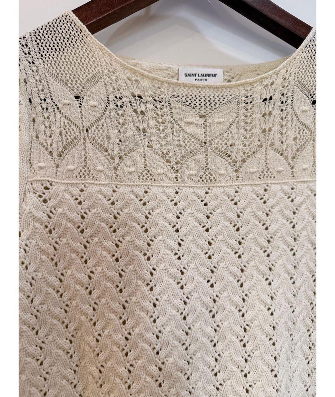 SAINT LAURENT Бежевый хлопковый джемпер / свитер, фото 3
