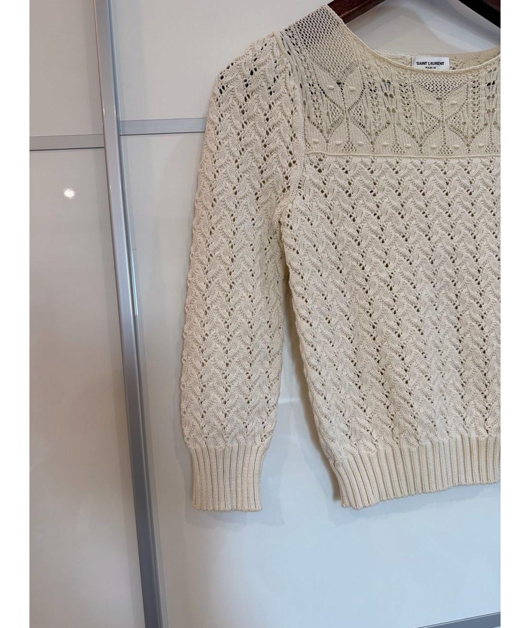 SAINT LAURENT Бежевый хлопковый джемпер / свитер, фото 4