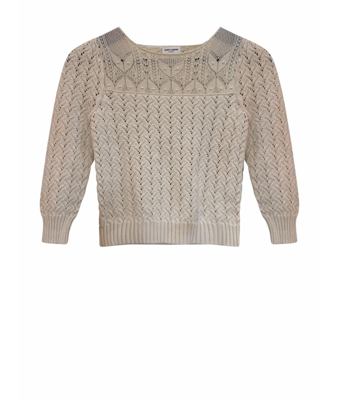 SAINT LAURENT Бежевый хлопковый джемпер / свитер, фото 1