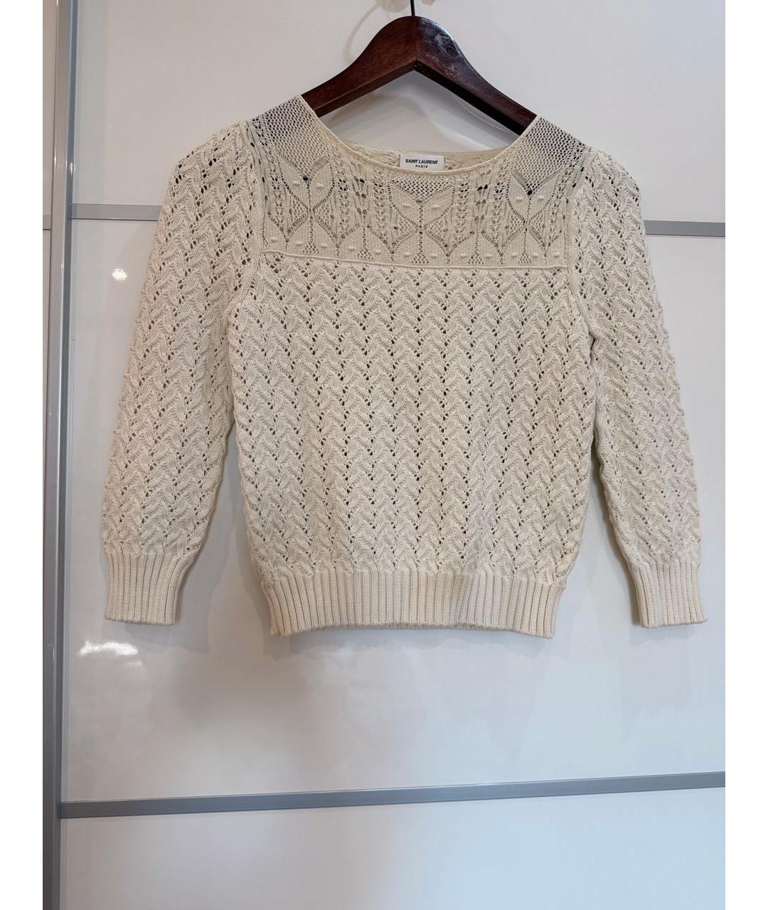 SAINT LAURENT Бежевый хлопковый джемпер / свитер, фото 8