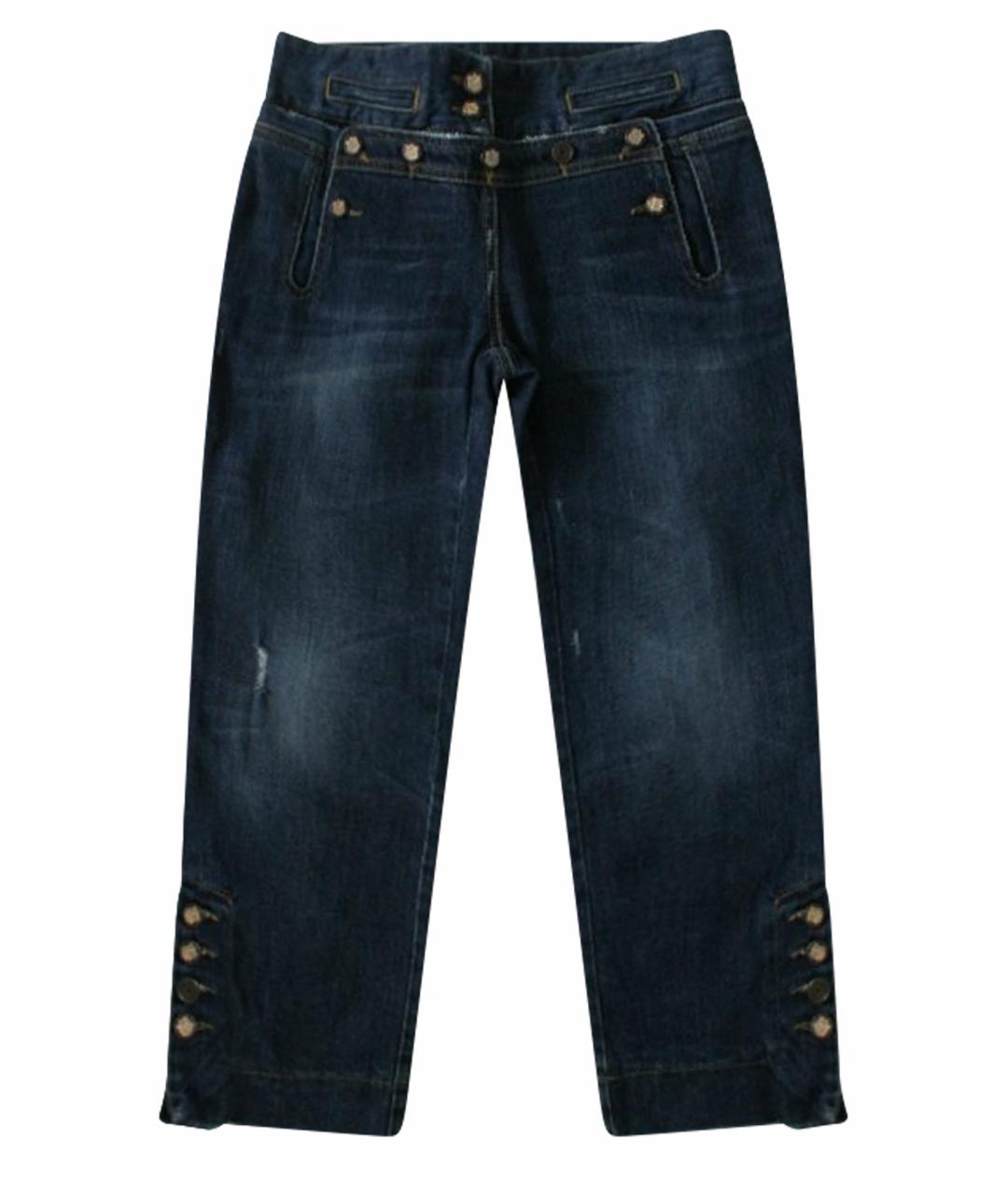 DOLCE&GABBANA Темно-синие хлопко-эластановые капри, фото 1