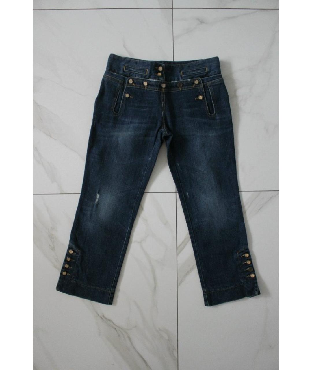 DOLCE&GABBANA Темно-синие хлопко-эластановые капри, фото 5