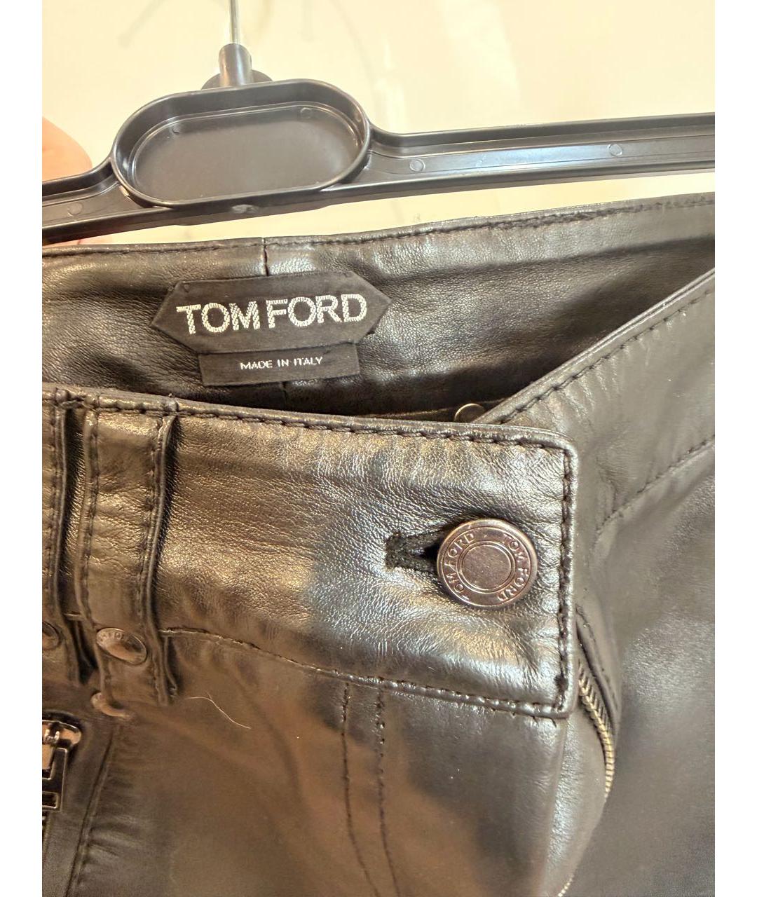 TOM FORD Черная кожаная юбка мини, фото 3