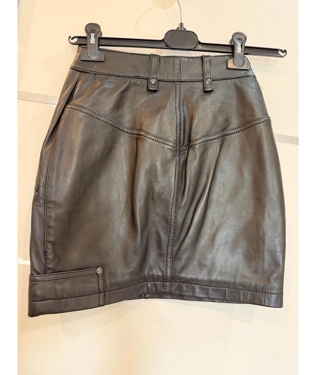 TOM FORD Черная кожаная юбка мини, фото 2