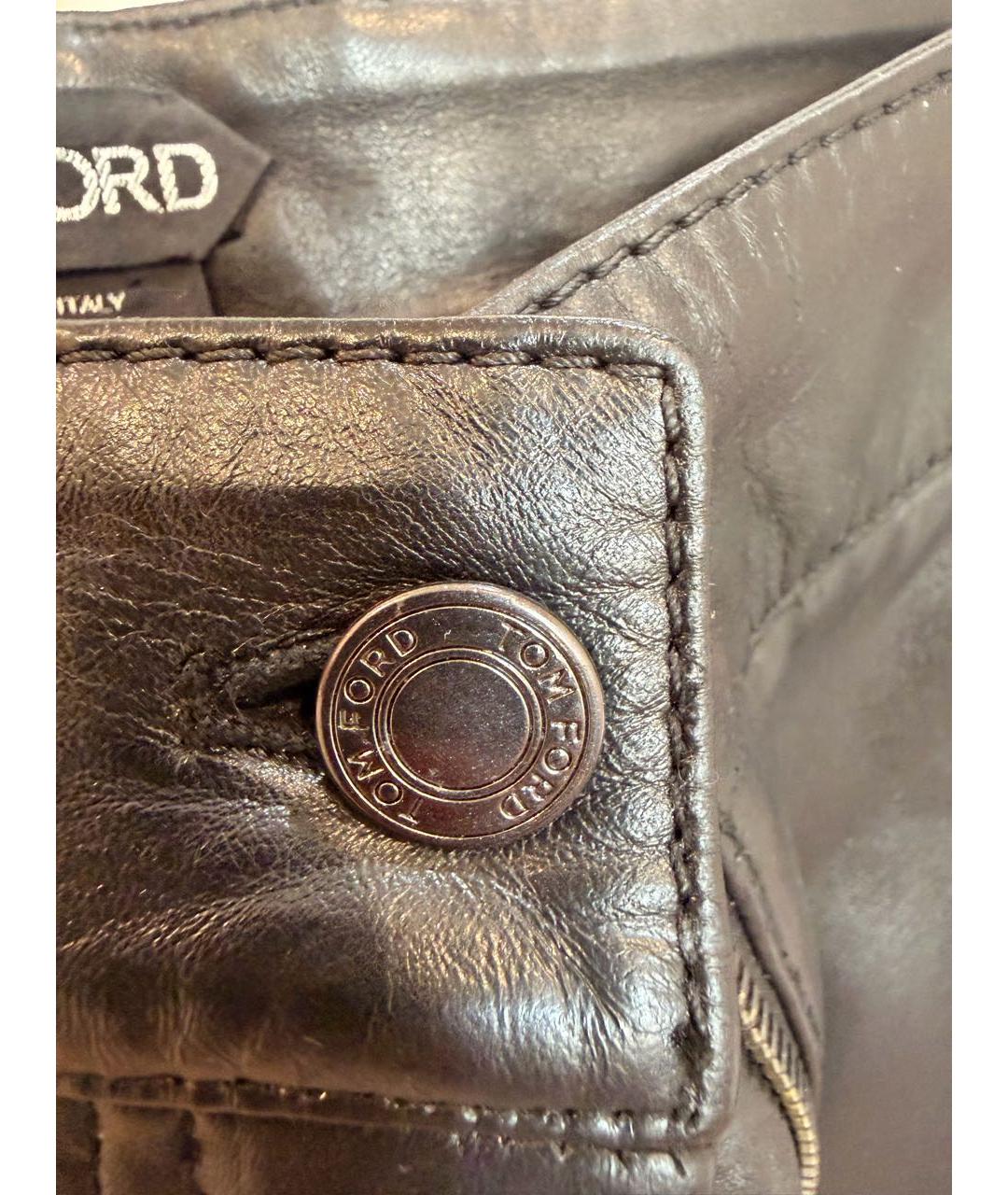 TOM FORD Черная кожаная юбка мини, фото 4