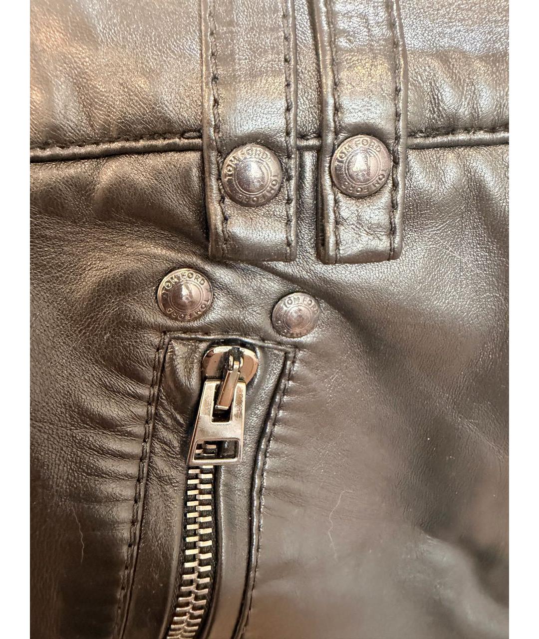 TOM FORD Черная кожаная юбка мини, фото 5