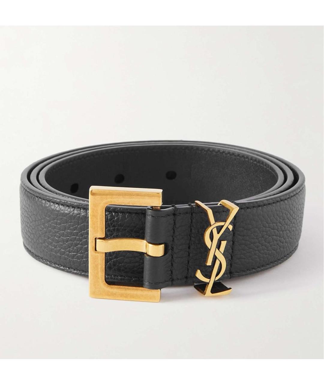 SAINT LAURENT Черный кожаный ремень, фото 9