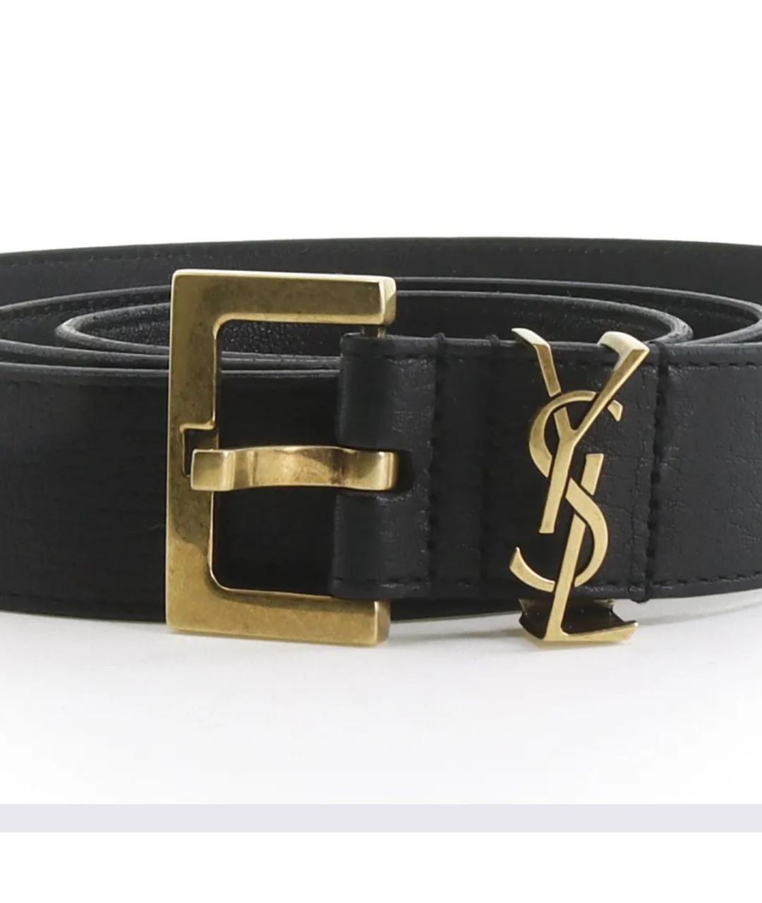 SAINT LAURENT Черный кожаный ремень, фото 2