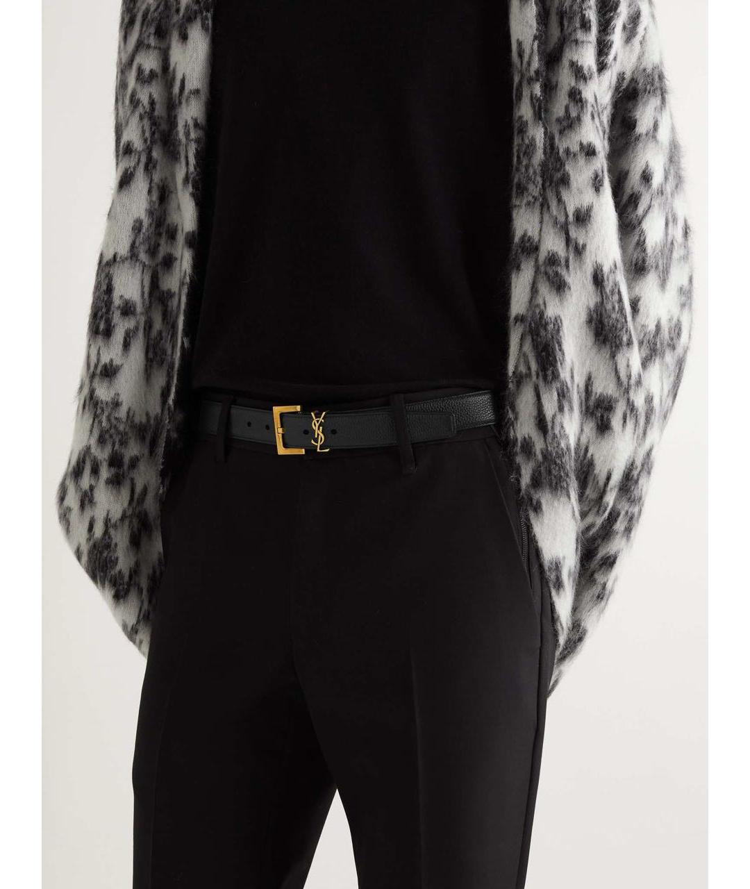 SAINT LAURENT Черный кожаный ремень, фото 3