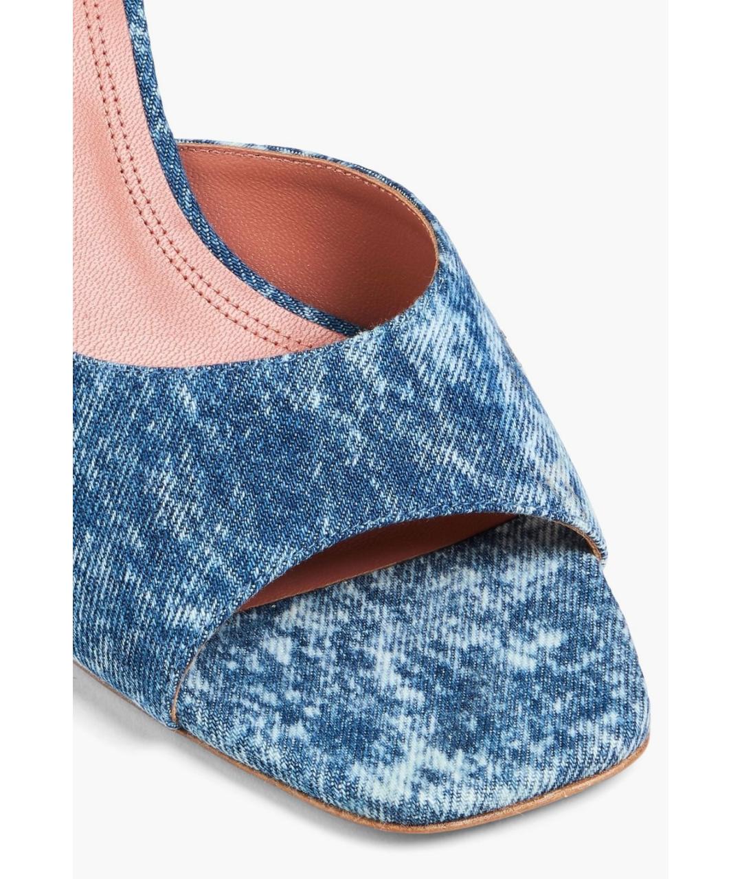 Amina Muaddi Синие текстильные мюли, фото 4