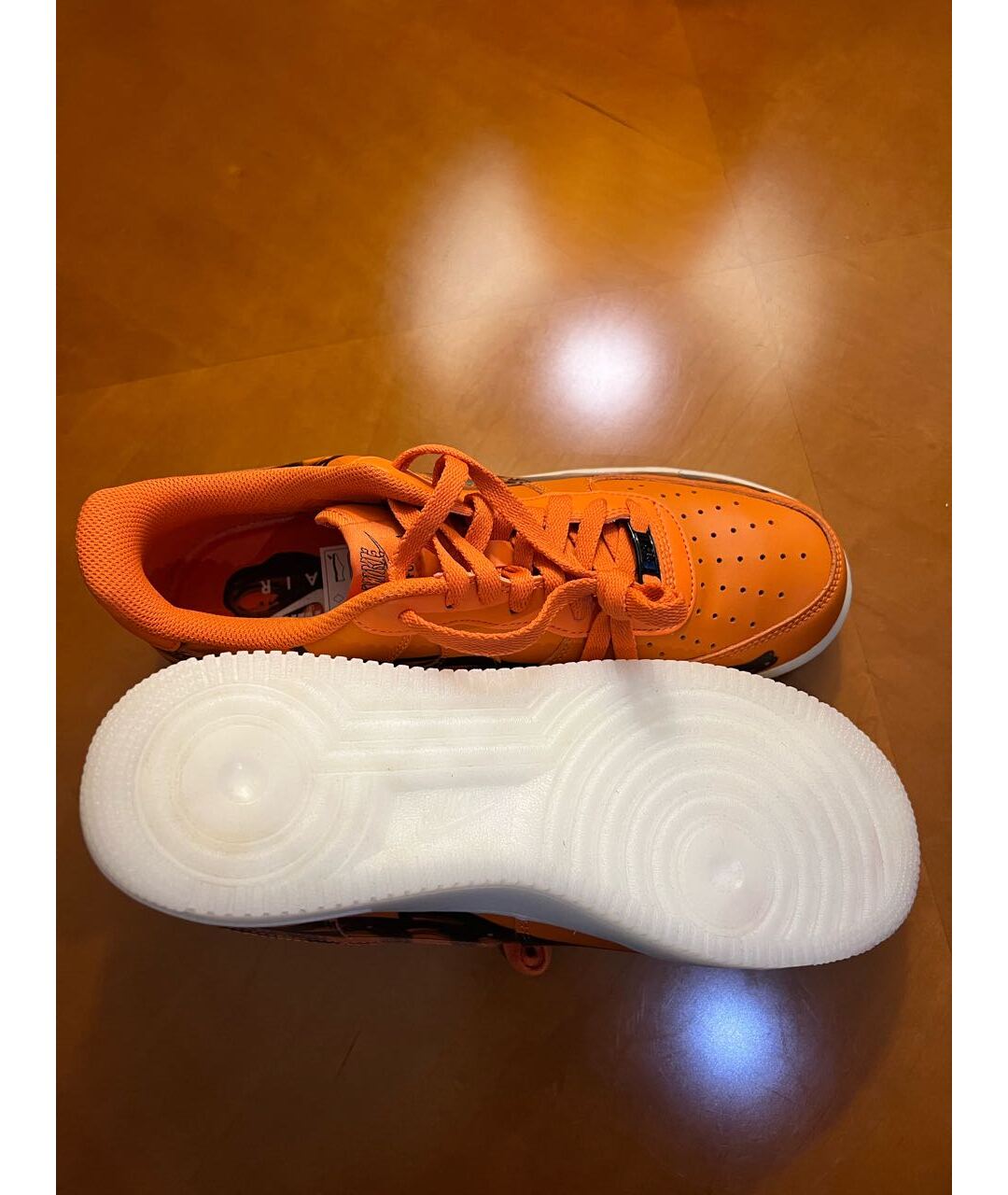 NIKE Оранжевое кожаные низкие кроссовки / кеды, фото 6